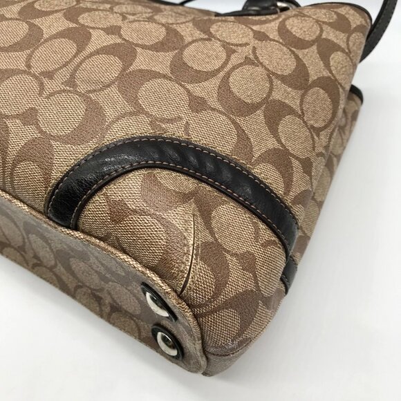 Coach Brown Coated Canvas Heritage Shopper Tote Bag F18923 - Picture 8 of 11